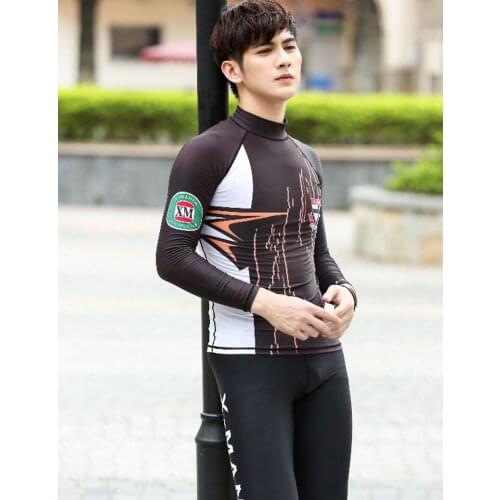 2016 Cheap Long Sleeve Rash Guard Swimwear Men Black Swimsuit Rashguard Surf Diving Shirts Man Plus Size Sun-Protective Clothing