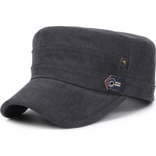 2019South Korea spring and summer new flat-top hats men and women couples solid color military caps high-end old sun hat