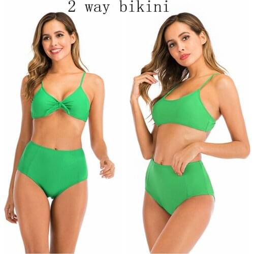 2020 Two ways to wear Bikini push up High Waist Swimwear Women Plus Size S-XXL Swimsuit Tankini femme Maio Biquini Badpak dames