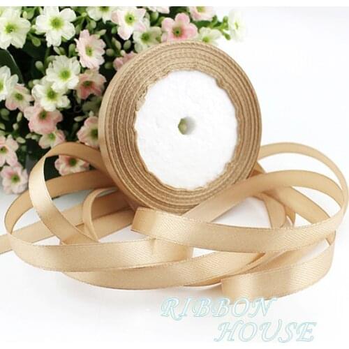 25 yards/roll) 3/8" 10mm Champagne Single Face Satin Ribbon Webbing Decoration Gift Christmas Ribbons