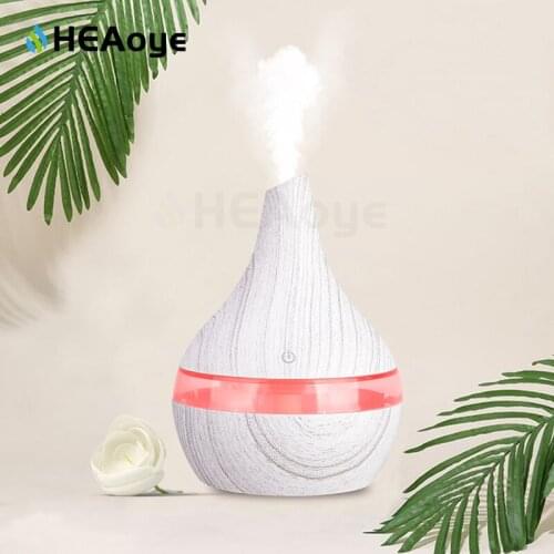 300ml USB Humidificador Electric Air Humidifier Aroma Diffuser Wood Ultrasonic Essential Oil Mist Maker with 7 Color LED Lights