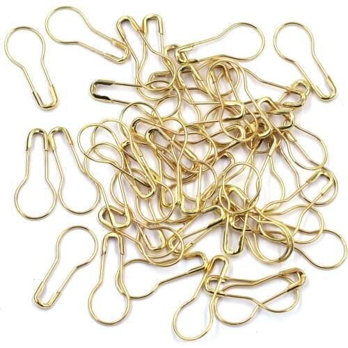 300Pcs Safety Pins Gourd Shape Clips Marker Tag Safe Knitting Cross Stitch Holder Sewing Kit Gold Plated Jewelry Finding 21mm