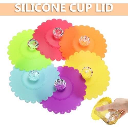 6 Color Silicone Cup Lid For Glass Drink Cover Coffee Mug Suction Seal Lid Cap Dustproof Cup Cover 10.5x10.5x4cm