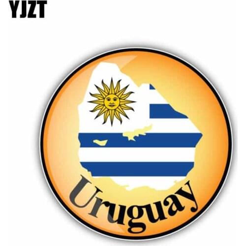 YJZT 11CM*11CM Car Styling Uruguay Flag Round Car Sticker PVC Decal 6-1182
