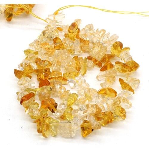 2021 Irregural Gravel Stone Beads Natural Citrines Loose Beads for Making Women Jewelry Necklace Size 3x5-4x6mm Length 40cm