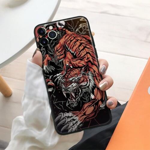Tiger Aesthetic Tattoo Soft Silicone Glass for IPhone SE 6 6s 7 8 Plus X XR XS 11 12 Mini Pro Max Phone Case Cover Shell