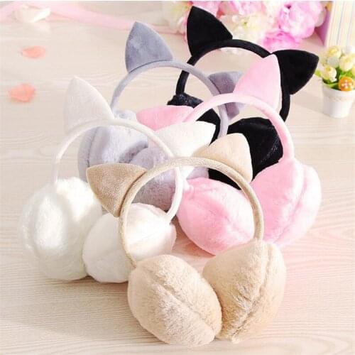 CUHAKCI Winter Earmuff For Girls Women Warm Faux Fur Ear Muffs Pink Rabbit Fur Ear Flap Ladies Plush Ear Muffs Cute Earflap