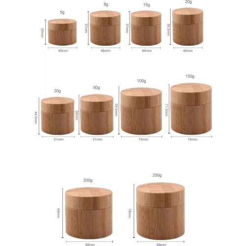100g wooden box cosmetic container bamboo jar with lids 30ml/50ml/100ml glass jar with wooden lid