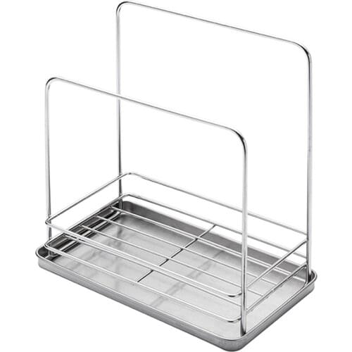 Stainless Steel Sponge Holder, Kitchen Sink Caddy, Dispenser Organizer, Soap Sponge Brush Drainer with Removable Tray