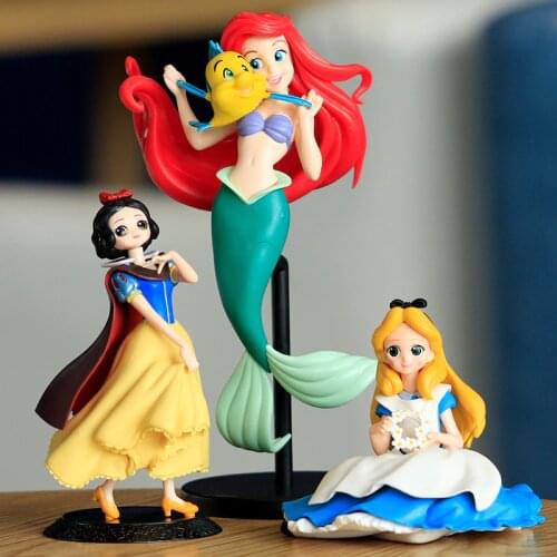 Disney Mermaid Alice Snow White Ariel Princess Action Figures Figurine 10-20cm PVC Model Children Gifts Toy
