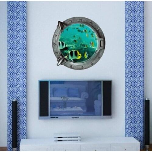 Diy 3d Underwater World Submarine Wall Stickers Colorful Tropical Fish Refrigerator Vinyl Art Home Decor Bathroom Mural Decal