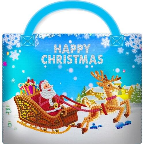 DIY Diamond Painting Christmas Gift Bag Rhinestone Kit Green Bag Christmas Candy Bag Children Handmade Diamond Mosaic Craft Toy