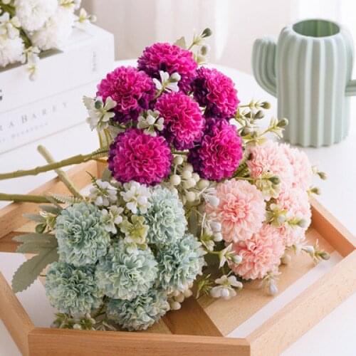 6 head ball chrysanthemum simulation flower dandelion single African wedding decoration home living room fake flower