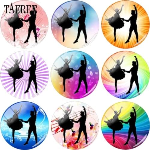 TAFREE Classic Ballet Dancing Dancers Picture 12mm 15mm 18mm 20mm Glass Cabochon Dome Cover Flat Back Making Findings