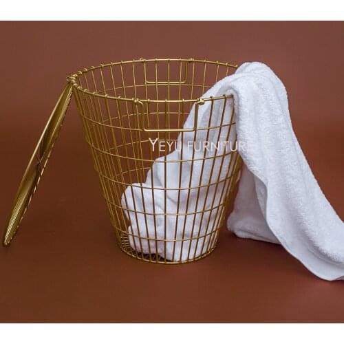 Modern Design gold laundry Basket, Loft style design metal Dirty clothes storage basket, home organizer basket, Creative storage