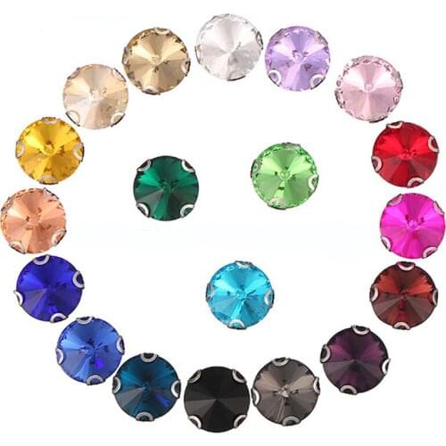 All Colors Round Rivoli Glass Crystal Sew On Stone With D Claw Setting 8mm,10mm,12mm,14mm,16,18mm Rivoli Beads Jewelry