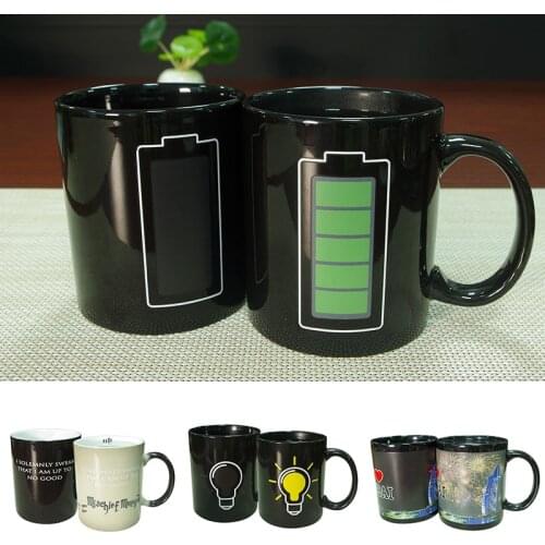 330ml Cute Pattern Color Changing Mug Thermometer Heat Sensitive Porcelain Tea Coffee Cup B88