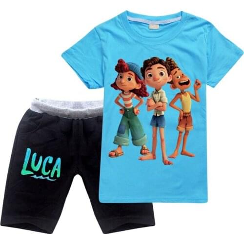 Summer Boys luca Clothing Sets Baby Kids Clothes Suit Girls Shortsleeved T-Shirt+Shorts 2 Piece Set Children Roupas Infantil