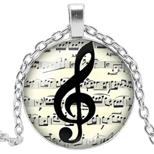 HOT! 2019 New Creative Fancy Color Notes Glass Convex Round Pendant Fashion Charm Girl Jewelry Necklace When Fittings