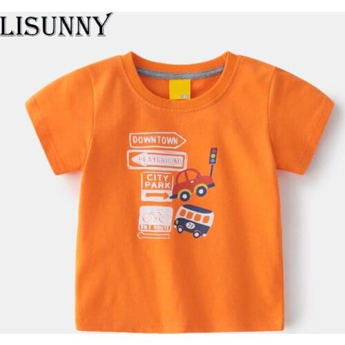 LISUNNY 1-6y Boys T-Shirt Summer 2021 New Children Short Sleeve Tees Cartoon Car Printed Shirt Kids O Neck Top Toddler Clothes