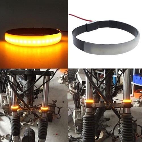 Mayitr 1pc DC 12V Amber LED Motorcycle Fork Turn Signal Light Strip 120 Degree Viewing Angle 6.1" x 0.43"
