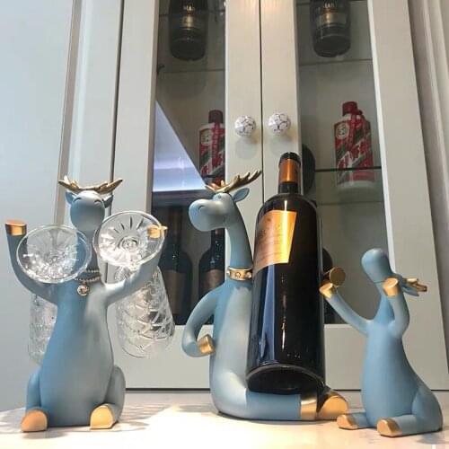 Cute 3 pcs deer set wine holders elepant wine rack cup holder home decor wine bar decoration