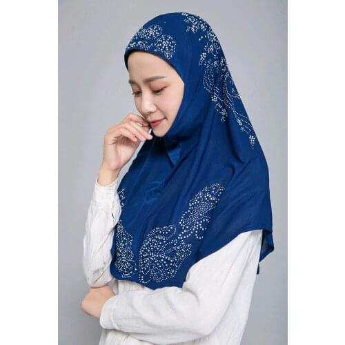 Fashion rhinestones big 70*60cm islamic cap muslim one piece long hijab