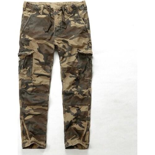 Mens Camouflage Pants Fashion Loose Cargo Pants Cotton Men Casual Trousers Spring Autumn Mens Plus Size 42 Male Bottoms