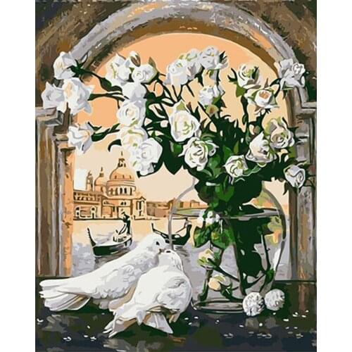 DIY Digital Painting By Numbers peace pigeon oil painting mural Kits Coloring Wall Art Picture Gift frameless