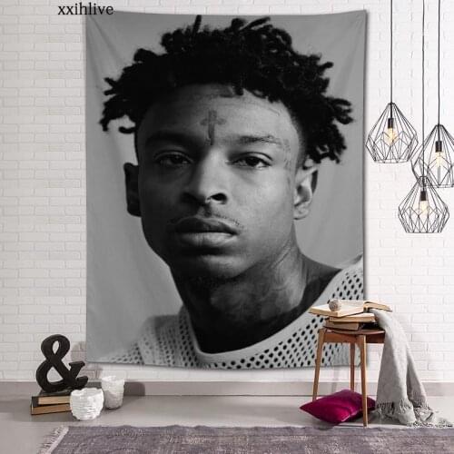 Rapper 21-Savage Hanging Fabric Background Wall Covering Home Decoration Blanket Hippie Tapestry Bedroom,Living Room Wall Decor