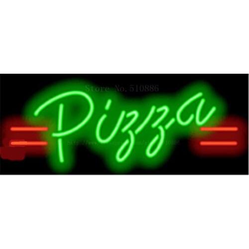 Pizza NEON SIGN REAL GLASS BEER BAR PUB LIGHT SIGNS store display Food Drink Bulbs subs Paste Dinning Advertising Lights 17*14"