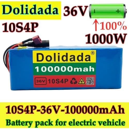 New 36V 10s4p 10000mah 1000W large capacity 42V 18650 lithium battery pack electric bicycle scooter with BMS t plug