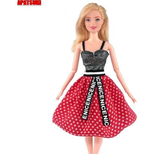 Red Star Silver Top Fashion Doll Dress For Barbie Doll Clothes For Barbie Dolls Outfits Dollhouse Accessories 1/6 Toys