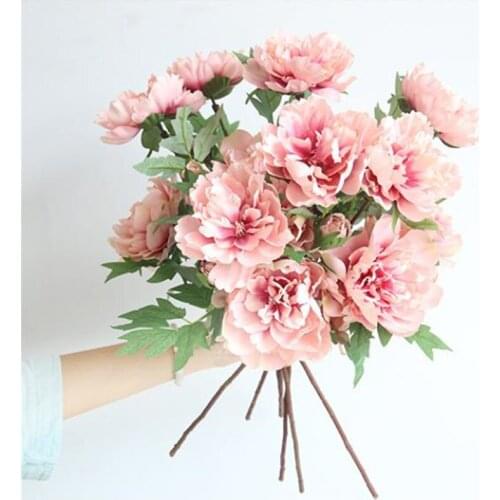ONE Fake Single Stem Spring Peony (3 Heads/Piece) 20.47"Length Simulation Peonies for Wedding Home Decorative Artificial Flower