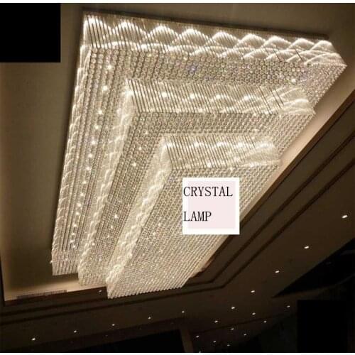 Hotel KTV lobby rectangular crystal lamp banquet living room ceiling sales department sand table lighting project led fixture