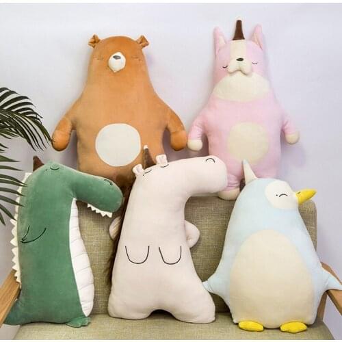 60/70CM Kawaii Plush Animals Sleeping Pillow Super Soft Dog Bear Penguin Unicorn Children Plush Toys For Kids Gifts