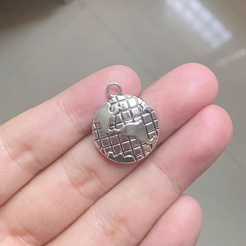 30PCS Earth Globe Planet Charms Pendants,Tibetan Silver Color Diy Necklace Handmade Earring Accessories Jewelry Making Gifts