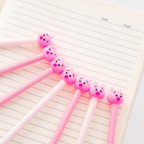 50pcs creative cute pink pig pen primary school supplies black fountain pen office stationary wholesale stationery