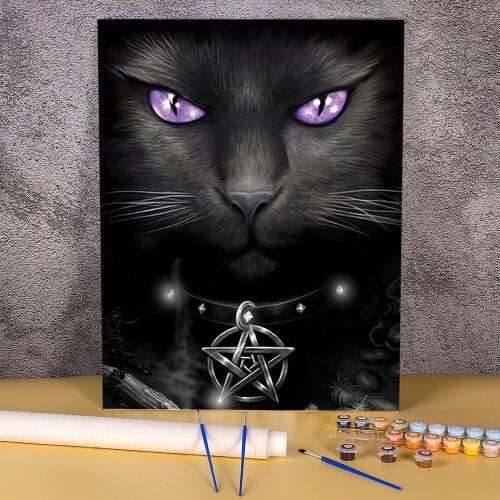 Animal Cat DIY Painting By Numbers Package Acrylic Paints 40*50 Canvas Painting New Design For Kids Handicraft Wholesale Art