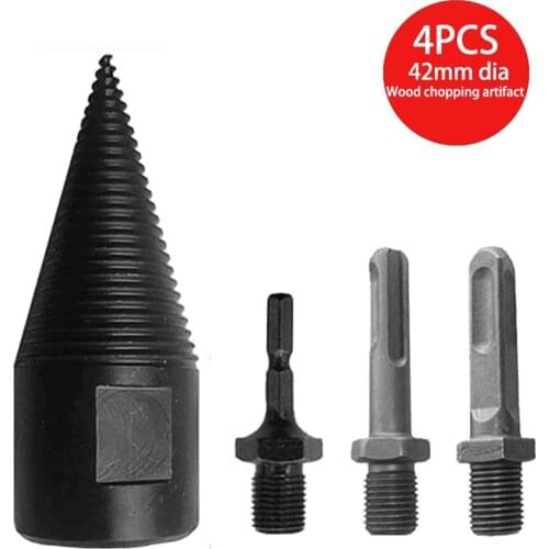 4pcs Removable Firewood Log Splitter Drill Bit, Wood Splitter Drill Bits High Speed Twist Drill Bit Wood Drill For Woodworking