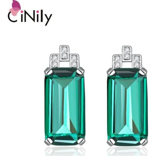 CiNily Authentic 925 Sterling Silver Created Multicolors Stone Cubic Zirconia Wholesale for Women Jewelry Stud Earrings SE043-46