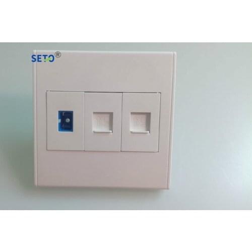 SeTo 86 Type One Port Optical SC + Dual Ports RJ45 Cat6 Network Lan Panel Outlet Wall Plate Socket Keystone Faceplate
