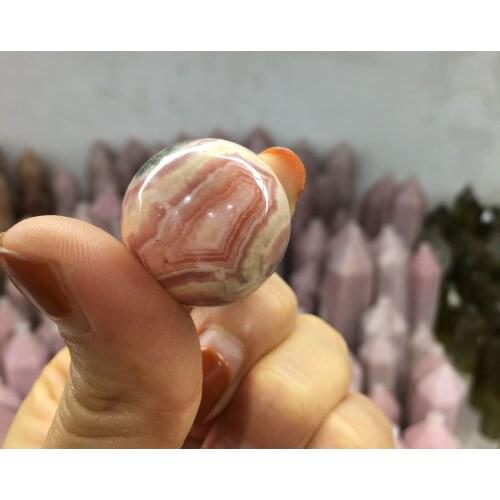 20-25MM Natura Quartz crystal l Rhodochrosite Ball Quartz Crystal Sphere Mineral Healing