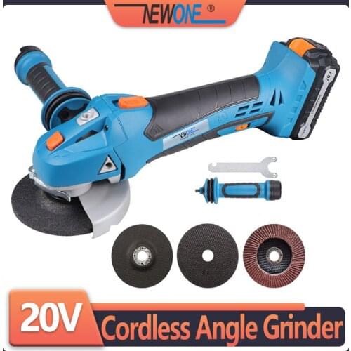 NEWONE 20V Cordless Angle Grinder Lithium-Ion 4000mAh Cutting Grinding Machine Grinding Power Tool with grinding disc