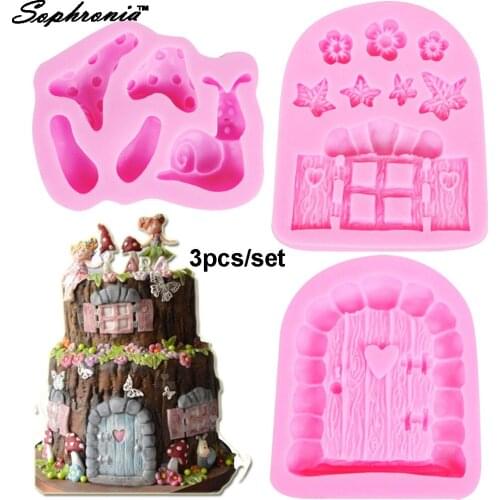 Sophronia Silicone Cake Mold 3D Snail Mushroom Door Sugarcraft Chocolate Cook Fondant Cake Decorating Mold DIY Baking Tool C102