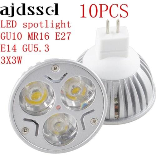 LED spotlight led bulbs High Power Lamp E27 GU10 E14 GU53 Dimmable 3X3W Led Lamp light MR16 AC&DC 12V Dimmable AC110V 220V