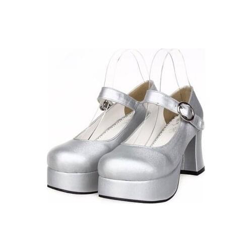 Angelic imprint Sweet High Heels basic Lolita Shoes Round Toe Bowknot PU Leather Women Pumps size 35-39 6016
