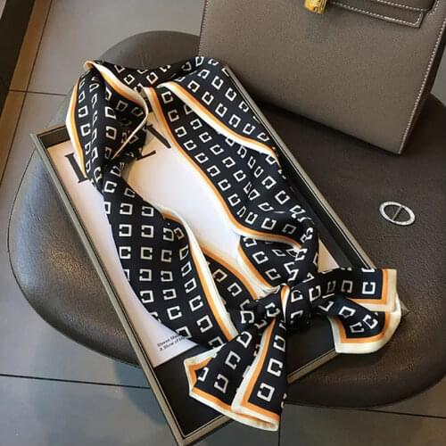 2021 spring Korean version of all-match women scarf silk hand-feel double-sided printing scarf thin section scarf 15x150cm