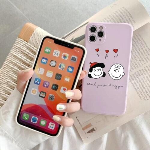 Japan Cartoon Charlie Lucy Couple Case For iPhone 11 12 13 Pro Silicone love heart Case For iPhone 13 XS MAX XR X 7 8 PLUS Cover