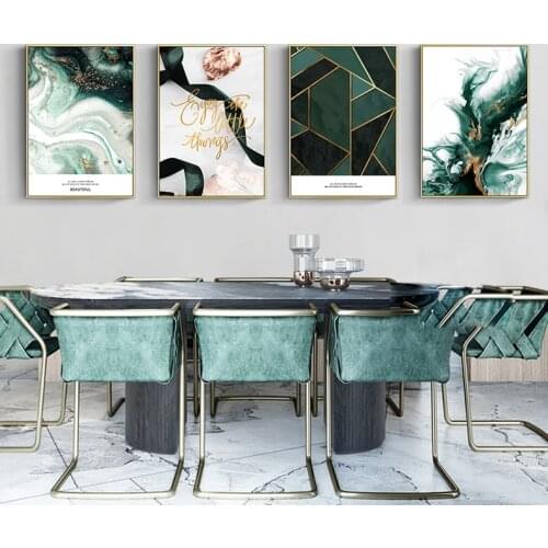 Hot selling Nordic Art Painting geometric abstract nordic decorative painting Scandinavian green living room canvas painting